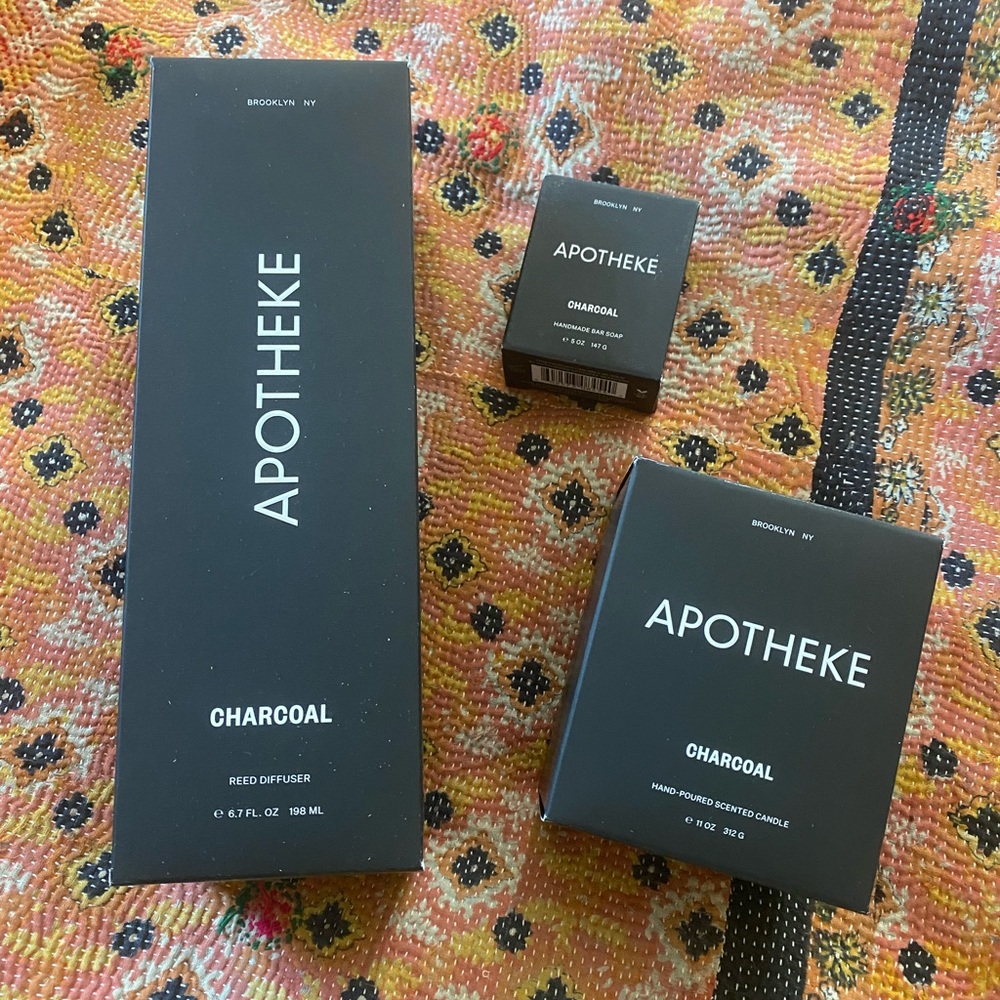 Apotheke Charcoal Reed Diffuser, Candle and Soap